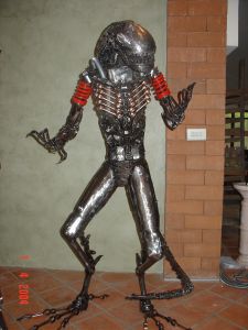sci fi characters alien statue scrap metal