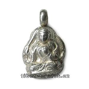 sterling silver carved tibetan buddha pendant