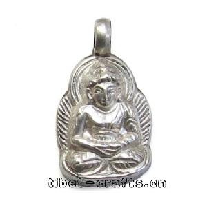 sterling silver carved tibetan buddha pendant