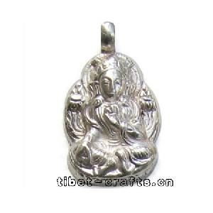 sterling silver carved tibetan buddha pendant