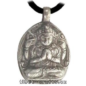 sterling silver carved tibetan buddha pendant