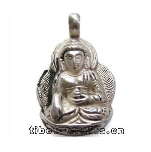 sterling silver carved tibetan buddha pendant