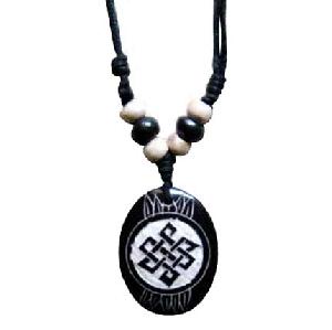 tibetan carved yak bone eternal endless knot necklace