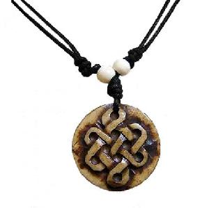 tibetan carved yak bone eternal endless knot necklace