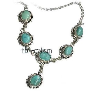 turquoise tibet sterling silver necklace
