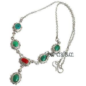 turquoise tibet sterling silver necklace