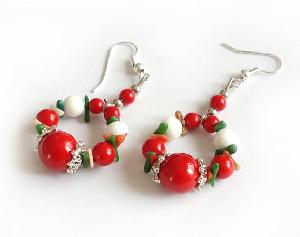 tibet silver handmade red coral earrings