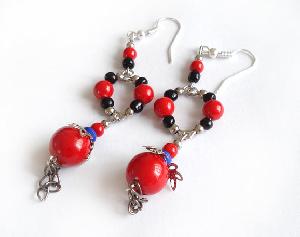 tibet silver handmade red coral earrings