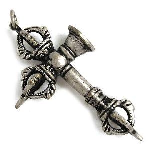 tibetan brass double dorje buddhism amulet pendant