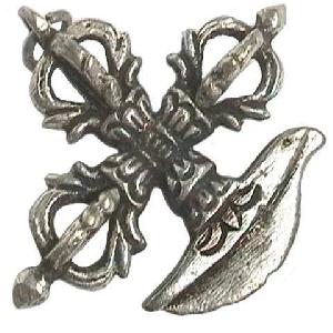 tibetan brass double dorje buddhism amulet pendant