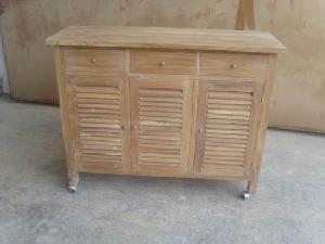 Garden Cabinet 3 Drawers 3 Doors Teak Buffet Outdoor Indoor