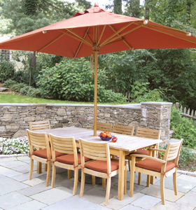 Orange Umbrella Set Outdoor Dining Chair And Rectangular Extension ...