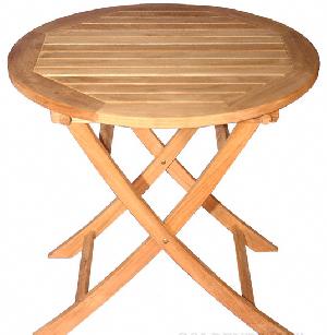 Ate0040 Teka Round Small Folding Table Center Picnic Teak 