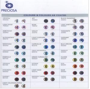 Preciosa Crystal Color Chart