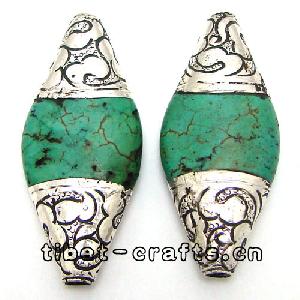 tibetan resin sterling silver bicone 2 beads