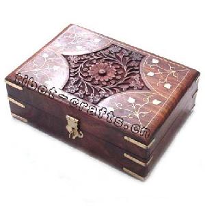 tibetan wooden engraved jewelry casket