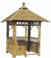 Bamboo Coffee Tea House, Bamboo Tiki Huts With Tray Table Out, Thatch Or Bamboo Tile Roof