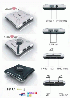 Sell Pc-01 Usb2.0 All-in-1 Card Reader Hub Combo