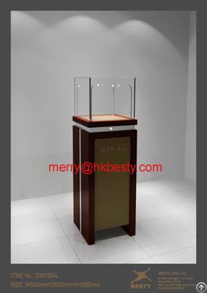 Glass Amd Wooden Jewelry Display Cases With Led