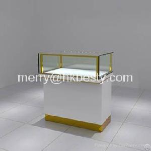 Glossy White Jewelry Counter Display With Led Strips