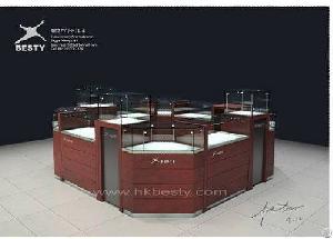 jewelry display case cherry wood power bright led lighting