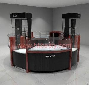 Kiosk Design For Diamond Jewelry And Diamond Jewelry Showcase With Solid Wood