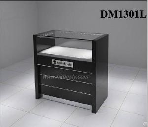 Shop Front Display Counter For Diamond Jewelry With Black Glossy Wood