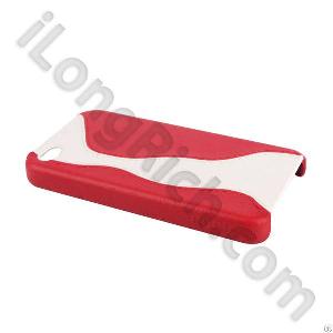 Open Face Hoco Series Real Leather Cover Cases For Iphone 4-red And White
