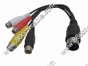 Din 5 Pin To 4 Rca Cable