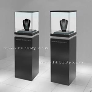 Black Glossy Wooden Jewelry Display Showcase Used For Necklace Display With Bright Led Lighting