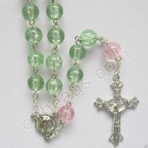 2012 Fashion Christmas Rosaries Crackle Glass Prayer Beads Round Glass Bead Religious Jewelry