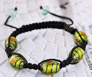 2012 New Handmade Lampwork Shambhala Bracelet Oval Inside Flower Cord Bracelets