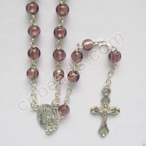 catholic jewelry murano rosary silver foil glass prayer beads 59 necklace