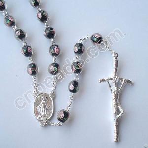 lampwork rosary handmade flower prayer beads 59 glass cross necklace catholic jewelry