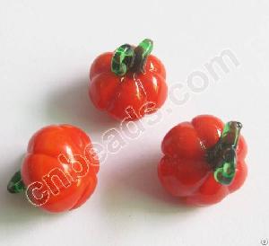 pumpkin glass charms lampwork vegetable halloween holiday gifts