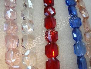 Rectangle Crystal Beads Large Diamond Cut Glass Jewelry Accessories