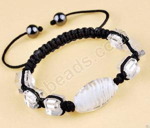 White Glass Shamballa Bracelet Square Bead Tresor Paris Bracelets 2012 Fashion Knitted Jewelry