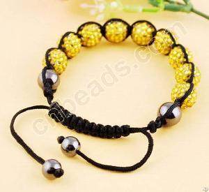 Yellow Resin Rhinestone Tresor Paris Bracelet Stone Shamballa Bracelets Knitted Jewelry