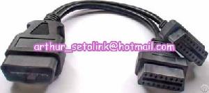 Obd2 Extension Male To Dual Female Y Cable Adapter