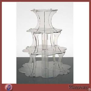 4 tiers curved party acrylic lucite cup cake stand holder