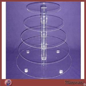 5 tiers circle counter polished wedding acrylic perspex cupcake stand