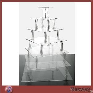 7 Tiers Square Castle Acrylic / Lucite Cup Cake Display Rack