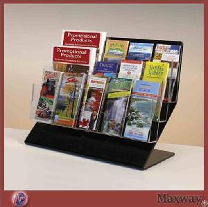 Acrylic Three Layers Slant Black Table Top Brochure Holder / Stand