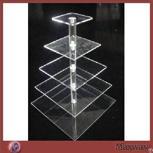 Clear Rectangular 5-tier Water Clear Acrylic Cupcake Display Stand Rack