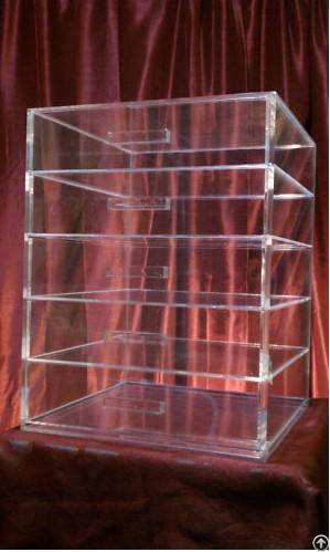 Clear Table Top Acrylic Perfume Display Holder / Box In The Supermarket