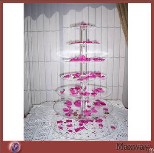 Round Rod Dismountable 7-tier Transparent Acrylic / Plexiglass Cake Display Shelf