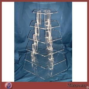 genderangular 6 tier water clear plexiglass cupcake display stand shelf wedding