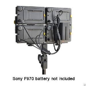 4pcs Hdv-z96 Dimmable Led Video Camera Lights Support Stand Sony Battery Plate 1x4 Dc Cable