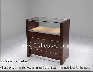 Jewelry Counter Display With Lock In Brown