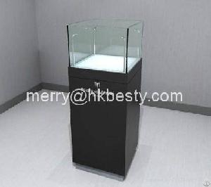 Shinny Wood Black Jewelry Display Showcase